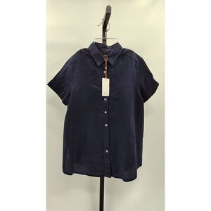 Quince Navy Short-Sleeve Button-Up Shirt NWT